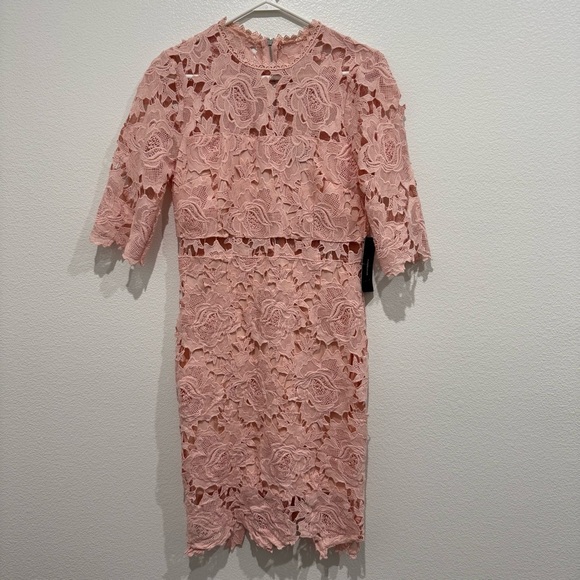 Lulus A Fine Romance Punk Blush Lace Dress Size M - Picture 5 of 12